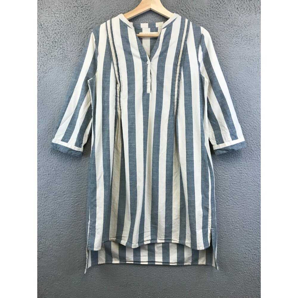 ISABELLA SINCLAIR BLUE & CREAM STRIPE PLEATED DRESS- SIZE XS
